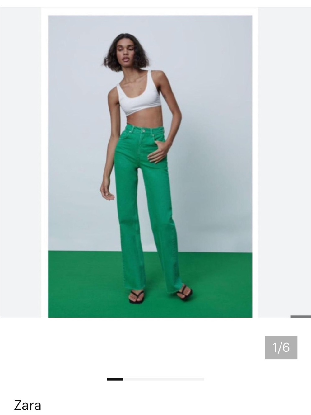 Zara High-Rise Green Jeans